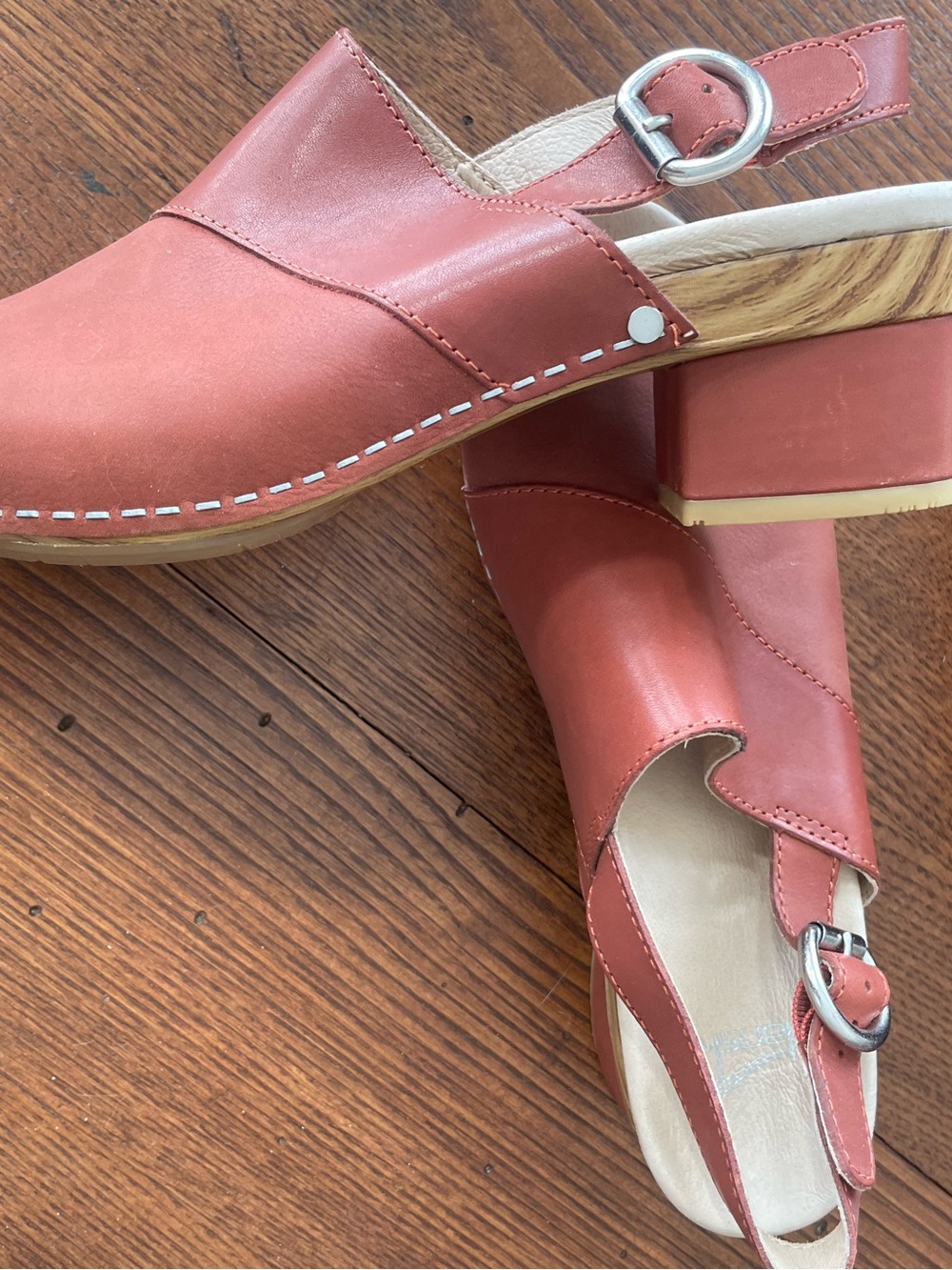 DANSKO Women's Slingback Leather Clogs Terracotta Saddle color BRAND NEW Size 39